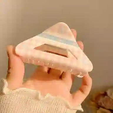 希铃 奶油系列碎花格纹蝴蝶结#好运 亚克力 发夹 女款