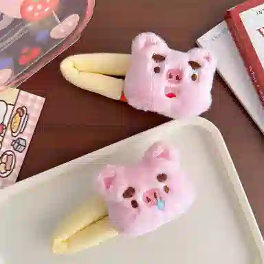 希铃 可爱毛绒小猪 聚酯纤维 发夹 女款