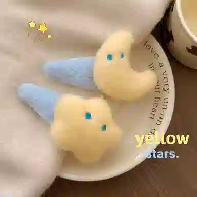 希铃 可爱毛绒甜美星星月亮 聚酯纤维 发夹 女款