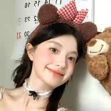 希铃 超可爱小熊 毛绒蝴蝶结 涤纶 发箍 女款