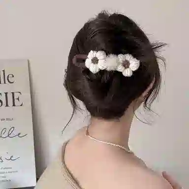 希铃 秋冬针织双花大号高级感抓夹 毛线 发夹 女款