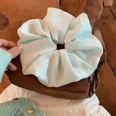 希铃 薄荷奶绿白色发饰满天星 布艺 发圈 女款