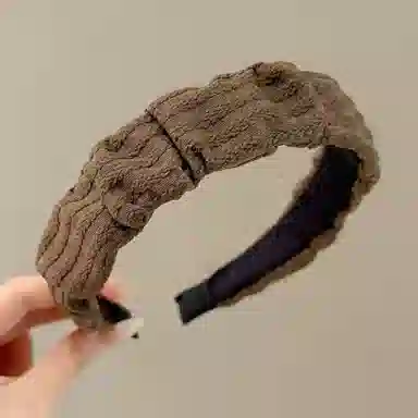 希铃 高级感复古百搭气质条纹褶皱 布艺 发箍 女款