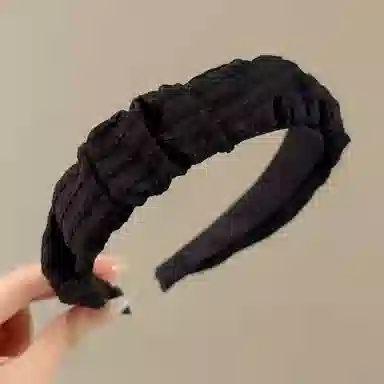 希铃 高级感复古百搭气质条纹褶皱 布艺 发箍 女款