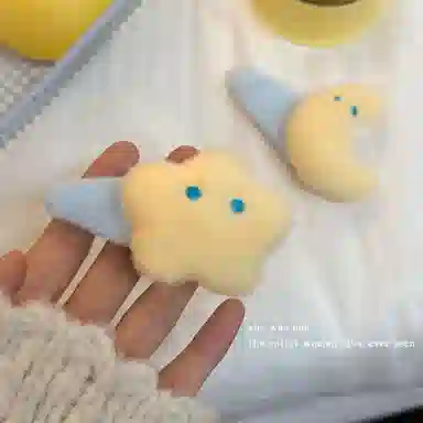 希铃 可爱毛绒甜美星星月亮 聚酯纤维 发夹 女款