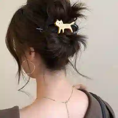 希铃 趣味猫咪豹纹可爱后脑勺 树脂 发夹 女款