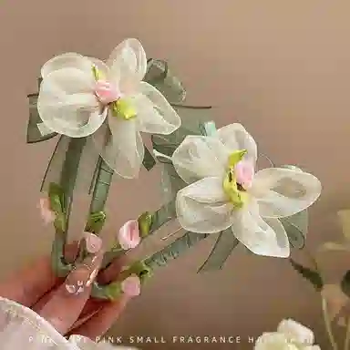 希铃 网纱玫瑰花朵森系超仙 绢纱 发夹 女款