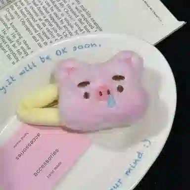 希铃 可爱毛绒小猪 聚酯纤维 发夹 女款
