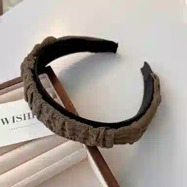 希铃 高级感复古百搭气质条纹褶皱 布艺 发箍 女款