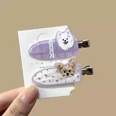 希铃 高级感萌宠小狗超可爱 亚克力 发夹 女款