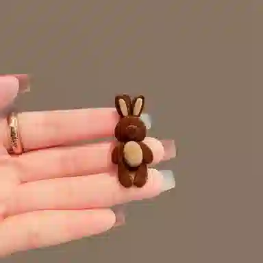 希铃 可爱招手小熊小兔精致小巧高级 毛绒 发夹 女款