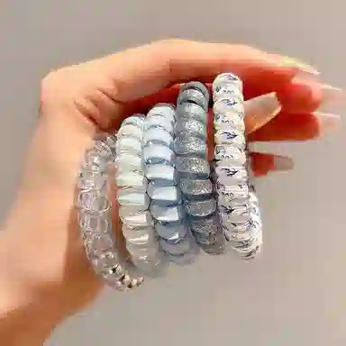 希铃 海盐薄荷蓝组合款电话圈高弹力 树脂 发圈 女款