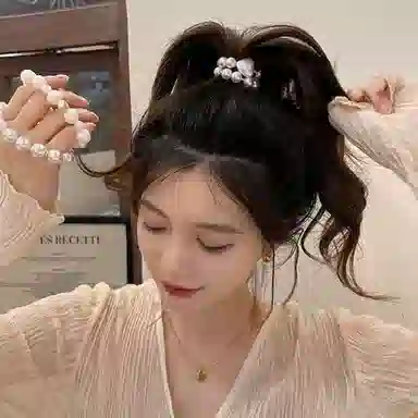 希铃 白月光珍珠链式 亚克力 发圈 女款