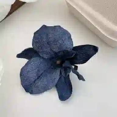 希铃 复古蓝仿真 棉麻 发夹 女款