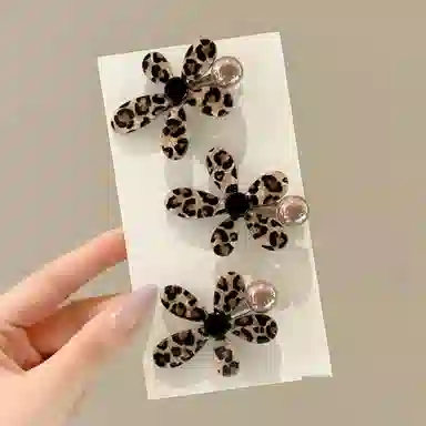 希铃 复古气质豹纹花朵珠珠 亚克力 发夹 女款