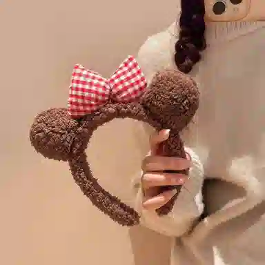 希铃 超可爱小熊 毛绒蝴蝶结 涤纶 发箍 女款