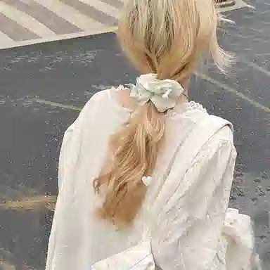 希铃 淡淡奶黄奶蓝蝴蝶结 纹理布料 发圈 女款