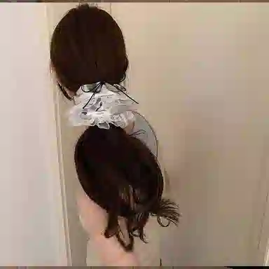 希铃 银色层次蝴蝶结风 蕾丝 发圈 女款