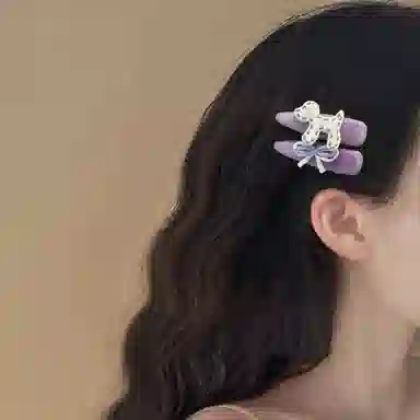 希铃 紫色系蝴蝶结 刘海 亚克力 发夹 女款