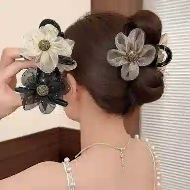 希铃 精致花朵设计 网纱 发夹 女款