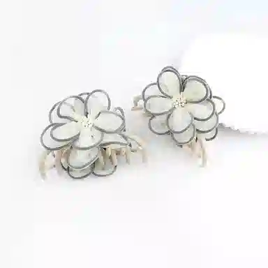 希铃 优雅山茶花 网纱 发夹 女款