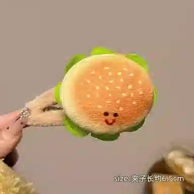 希铃 可爱趣味饼干汉堡毛绒 聚酯纤维 发夹 女款
