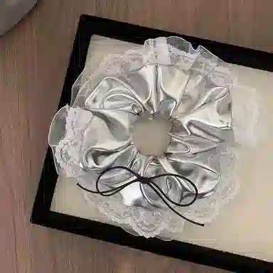 希铃 银色层次蝴蝶结风 蕾丝 发圈 女款