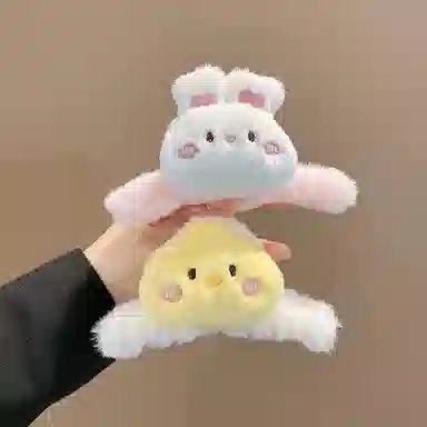 希铃 可爱毛绒 小动物卡通少女感抓夹 聚酯纤维 发夹 女款