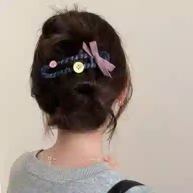 希铃 纽扣蝴蝶结大号鸭嘴夹可爱#好运 布艺 发夹 女款