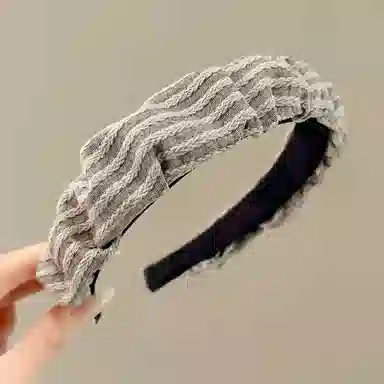 希铃 高级感复古百搭气质条纹褶皱 布艺 发箍 女款