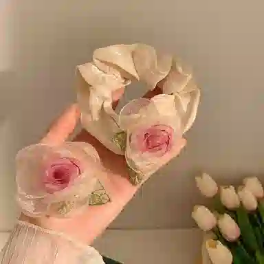 希铃 干枯玫瑰超仙氛围感森系仙美 网纱 发圈 女款