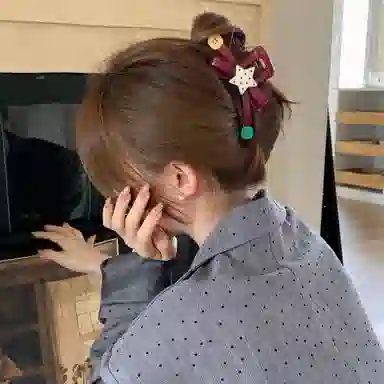 希铃 趣味撞色波点星星纽扣大号蝴蝶结抓夹#好运 亚克力 发夹 女款