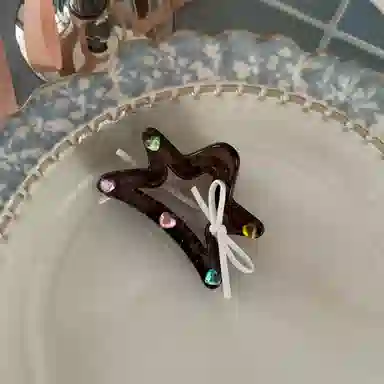 希铃 彩色蝴蝶结海星高级鲨鱼夹 亚克力 发夹 女款