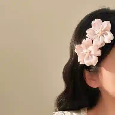 希铃 甜美樱花花朵 棉麻 发夹 女款