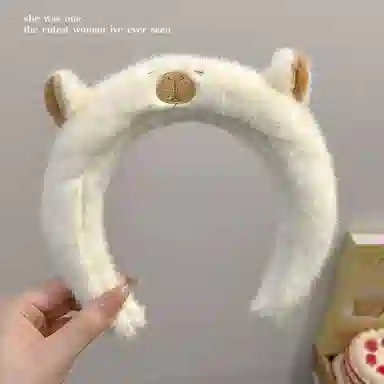 希铃 卡皮巴拉 高级感 毛绒可爱风 涤纶 发箍 女款