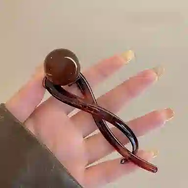 希铃 简约大气扭扭夹大珠珠高级 亚克力 发夹 女款