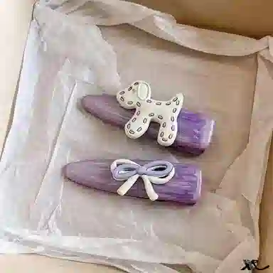 希铃 紫色系蝴蝶结 刘海 亚克力 发夹 女款