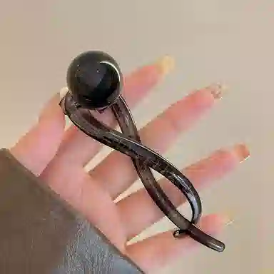 希铃 简约大气扭扭夹大珠珠高级 亚克力 发夹 女款