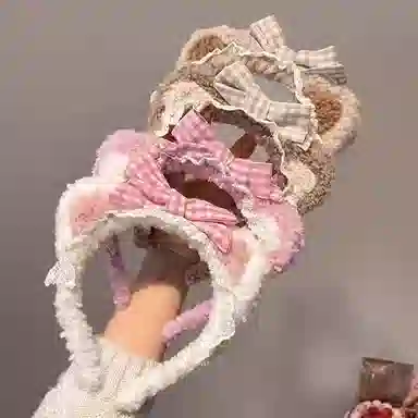 希铃 蝴蝶结猫耳朵可爱#好运 聚酯纤维 发箍 女款