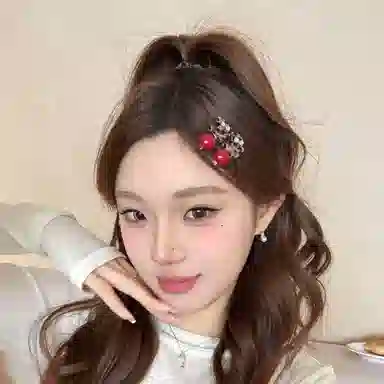 希铃 气质百搭高级感 豹纹红珠珠 亚克力 发夹 女款