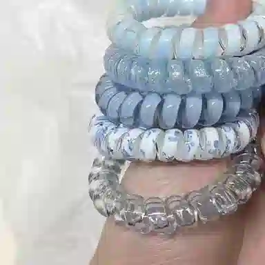 希铃 海盐薄荷蓝组合款电话圈高弹力 树脂 发圈 女款