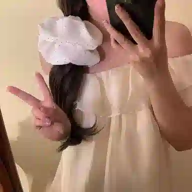 希铃 薄荷奶绿白色发饰满天星 布艺 发圈 女款