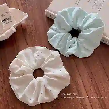 希铃 薄荷奶绿白色发饰满天星 布艺 发圈 女款