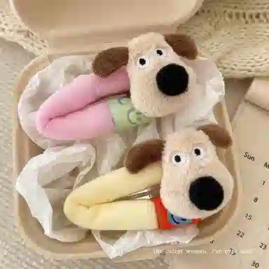 希铃 可爱卡通小狗趣味软软 布艺 发夹 女款