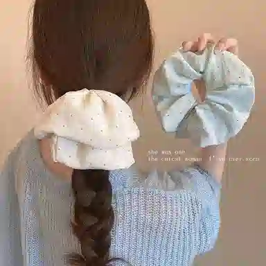 希铃 薄荷奶绿白色发饰满天星 布艺 发圈 女款