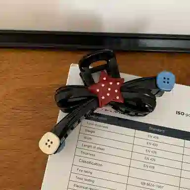 希铃 趣味撞色波点星星纽扣大号蝴蝶结抓夹#好运 亚克力 发夹 女款