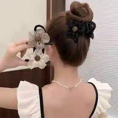 希铃 精致花朵设计 网纱 发夹 女款