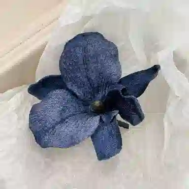 希铃 复古蓝仿真 棉麻 发夹 女款