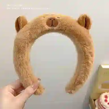 希铃 卡皮巴拉 高级感 毛绒可爱风 涤纶 发箍 女款