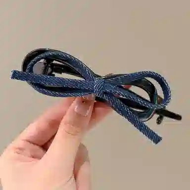 希铃 甜酷少女一字扭扭夹 牛仔布艺 发夹 女款